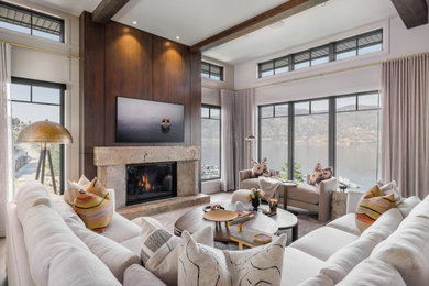 Example of a trendy living room design in Calgary