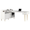 Pemberly Row Contemporary 59.25"W Engineered Wood L-Shaped Desk in White