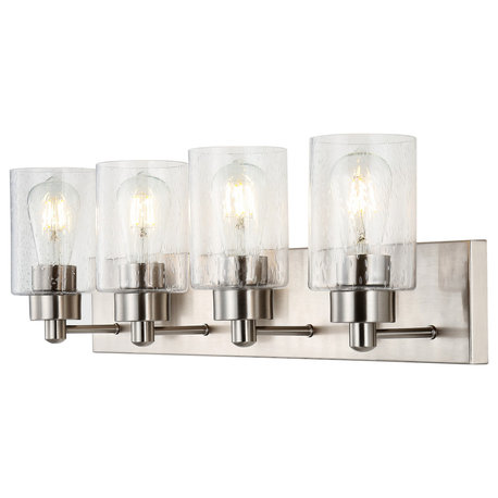 Irving Seeded Glass/Iron Modern Contemporary LED Vanity Light, 4-Light
