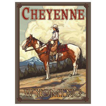 Paul A. Lanquist Cheyenne Wyoming Summer Cowgirl Art Print, 9"x12"