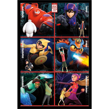 Big Hero 6 Heroes Poster, Black Framed Version