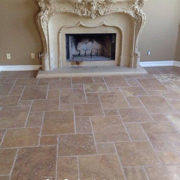 Chiseled Edge Travertine On Versailles Pattern in San Clemente