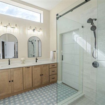 Custom Double Vanity and Glass Shower