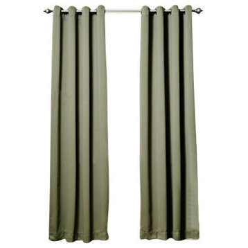 Solid Grommet Top Thermal Insulated Blackout Curtains, Pair, Olive