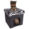 Zebra Print Pet Ottoman- Collapsible Multipurpose Pet House by PETMAKER