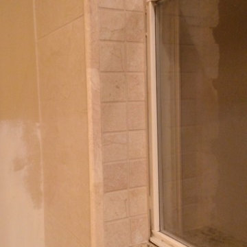 MASTER BATHROOM - Crema Marfil Porcelain 32" x 16" Wall / 32" x 8" Floor