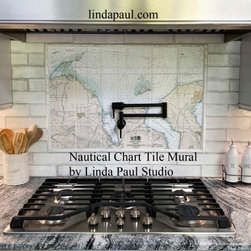 Nautical Chart Map Custom Kitchen Backsplash for Coastal Decor - Tile Murals
