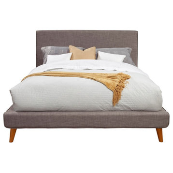 Alpine Furniture Britney Queen Upholstered Platform Bed in Dark Gray