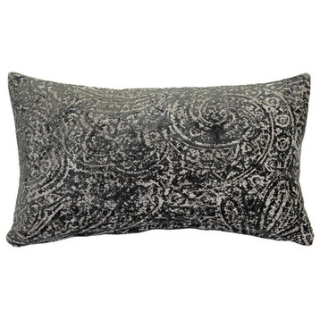 Pillow Decor, Visconti Gray Chenille Throw Pillow 12x20