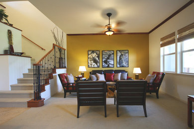 Example of a trendy living room design in Hawaii