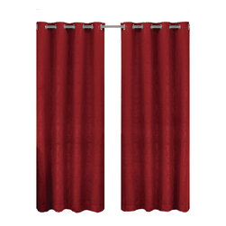 Royal Tradition - Prairie Blackout Weave Embossed Grommet Curtain, Red, 52"x108" Single - Curtains