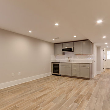Basement remodeled with bedroom space and extra closet space in Vienna