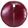 Handmade Moroccan Ottoman, Genuine Leather Pouf, Garnet Red