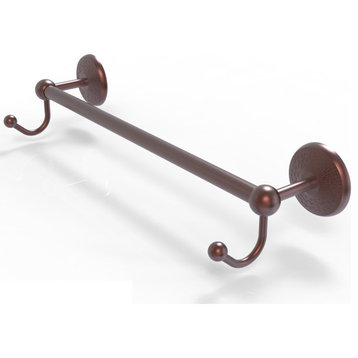 Prestige Monte Carlo 18" Towel Bar with Integrated Hooks, Antique Copper
