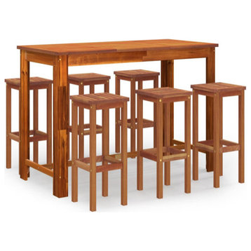 vidaXL Patio Bar Set 7 Piece Outdoor Bar Table and Stools Solid Wood Acacia