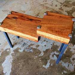 Blue Gum and Lacquered Steel Step Side Table - Side Tables And End Tables