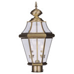Livex Lighting - Georgetown Outdoor Post Head, Antique Brass - The Georgetown looks to add regal elegance to your home with a line of lighting that embodies classic design for those who only want the finest. Using the highest quality materials available, the Georgetown begins with solid brass so that each fixture not only looks fantastic, but provides a fit and finish that will last for years as well.
