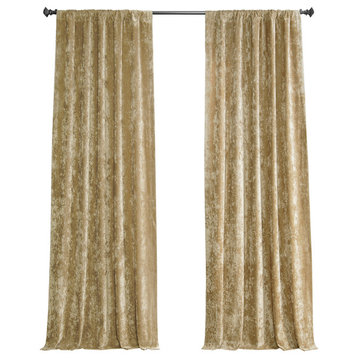 Lush Crush Velvet Window Curtain Single Panel, Gold, 50w X 120l