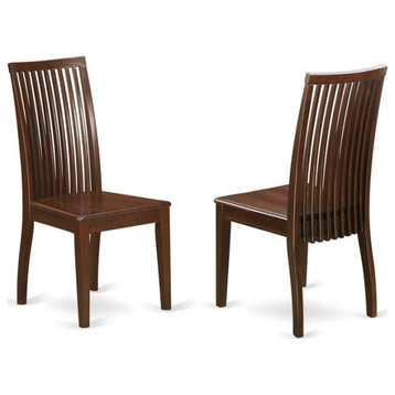East West Furniture Ipswich Wood Dining Chairs in Mahogany (Set of 2)