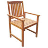 vidaXL Patio Chairs 2 Pcs Dining Chair with Armrest Solid Wood Acacia Brown