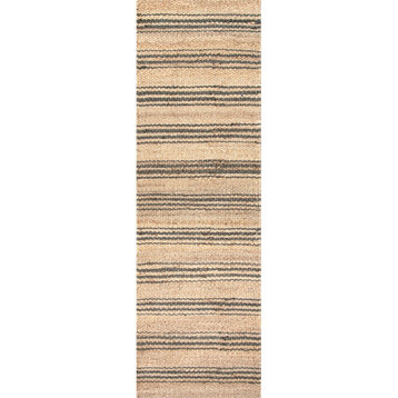 Lauren Liess Sycamore Striped Jute Area Rug, Natural, 2' X 8'