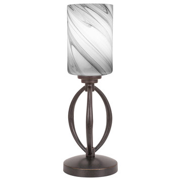 Marquise Accent Lamp In Dark Granite Finish With 4" Onyx Swirl Glass