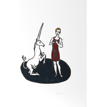 Stephan Balkenhol "Lady and the Unicorn, Smell" Woodcut