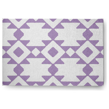 Geometric Soft Chenille Area Rug, Lavender, 2'x3'