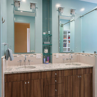 75 Beautiful Bathroom With A Wall Mount Toilet And Recycled Glass