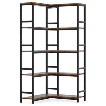 Tribesigns 78.7" 7 Tier Bookcase Storage Display Corner Shelf Home Office,Brown
