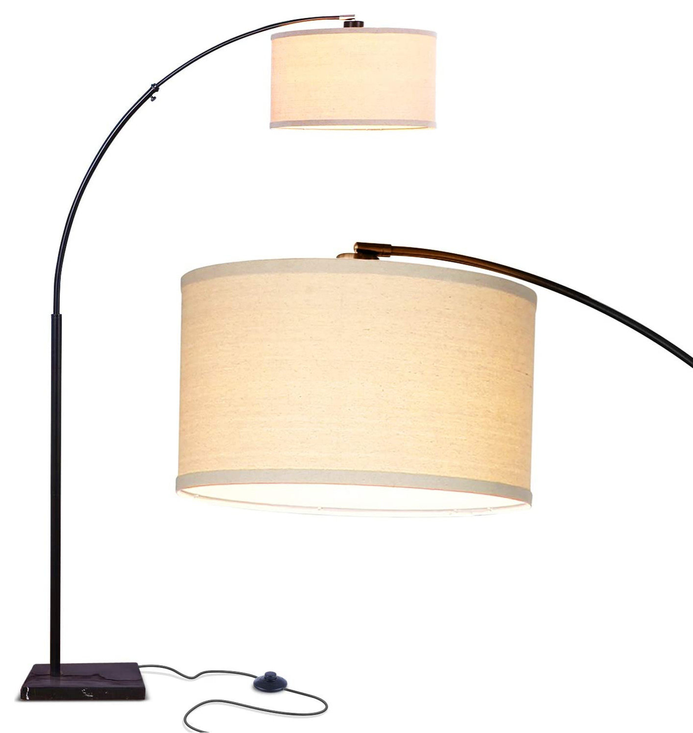 Brightech Logan - Contemporary Arc Floor Lamp w. Marble Base ...