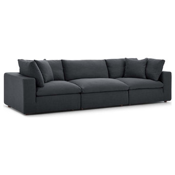 Commix Down Filled Overstuffed 3 Piece Sectional Sofa Set, Gray