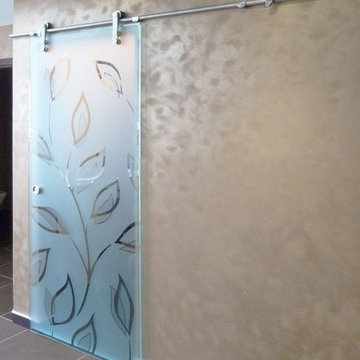 Amazing Etched Sliding Glass Barn Doors