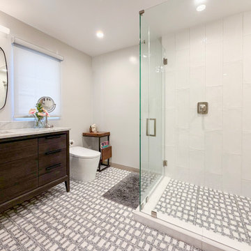 Venice Beach Walk-In Shower with Frameless Glass and Tile Walls