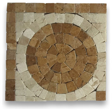 Marble Mosaic Border Decorative Tile Treasure Gold 3.9x3.9 Polished, 1 piece