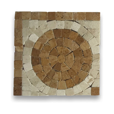 Marble Mosaic Border Decorative Tile Treasure Gold 3.9x3.9 Polished, 1 piece