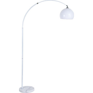 Gladeston 77" Arching Floor Metal Lamp w/ Round Bulb Shade in White