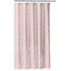 Coral White Gray Fabric Shower Curtain, Ornate Medallion Design