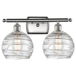 INNOVATIONS LIGHTING - INNOVATIONS LIGHTING 516-2W-SN-G1213-8 Deco Swirl 2 Light Bath Vanity Light - INNOVATIONS LIGHTING 516-2W-SN-G1213-8 Deco Swirl 2 Light Bath Vanity LightThe Deco Swirl 2 Light Bath Vanity Light is part of the Ballston Collection. Family Name: Deco SwirlCollection Name: BallstonMetal Finish(Body): Brushed Satin NickelMetal Finish (Canopy/Backplate): Brushed Satin NickelMaterial: Steel, Cast Brass, GlassDimension(in): 13(H) x 16(W) x 9(Ext)Glass Shade Description: Clear Deco SwirlGlass Type: Transparent Glass or Metal Shade Shape: SphereGlass or Metal Shade Color: ClearShade Material: GlassShade Size(Diameter x Height): 8 X 7Shade Dimension(in): 8(Dia) x 7(H)Backplate Dimensions(in): 4.5x6x0.75Bulb: (2)60W Medium Base Incandescent(Not Included), DimmableColor Temperature: 2200Lumens: 220Color Rendering Index(CRI): 99.9Life Expectancy(Hours): 2000Voltage : 120Warranty: 2 Year Finish, Lifetime ElectricalFixture can be hung with bulbs facing up or down4.5 x 6 inch 2mm Heavy Cast BackplateDistance from outlet opening to top of fixture 2.25Rated for 100 Watt Maximum per socketUL/CUL Damp RatedIn order to maintain the finish we recommend simply using water and a cheesecloth towelCompatible with Incandescent, LED, Fluoresent and Halogen bulbs