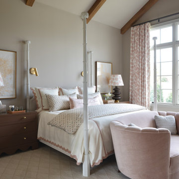 Romantic, Elegant Primary Suite, Pink Sofa, Los Angeles