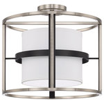 Capital Lighting - Tux 4-Light Flush/Semi-Flush, Black Tie - Featuring a white drum shade and sleek bands trimmed in black and Brushed Nickel, the Tux semi-flush light stands out in a foyer, hallway or stairway landing. For a stylish, urban classic update that impresses without overwhelming, try this Tux ceiling light.