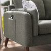 Winston Linen Loveseat Couch With USB Charger and Tablet Pocket, Gray