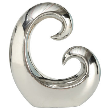 Eternity Curled Wave Sculpture in Silver Titanium