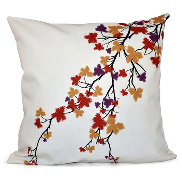 Maple Hues Flower Print Pillow, Purple, 18"x18"