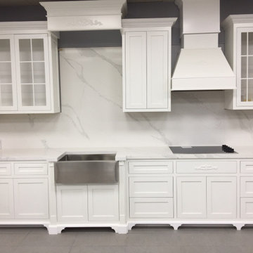 White Kitchen Design in Unique Calacatta by Compac