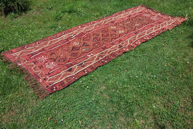 Handmade large size Turkish runner kilim rug