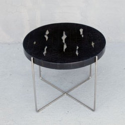 Side Table Round Burnt Wood with Clear Cast - Coffee Tables