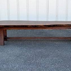 Walnut Bench with Curvy Legged Base - Indoor Benches