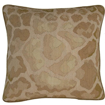 Leopard Spot Throw Pillow 20"x20"  Aubusson White/Cream Handm