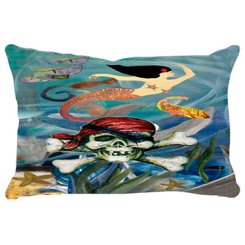 Mermaid Art Lumbar Throw Pillows From Art, Pirate Mermaid